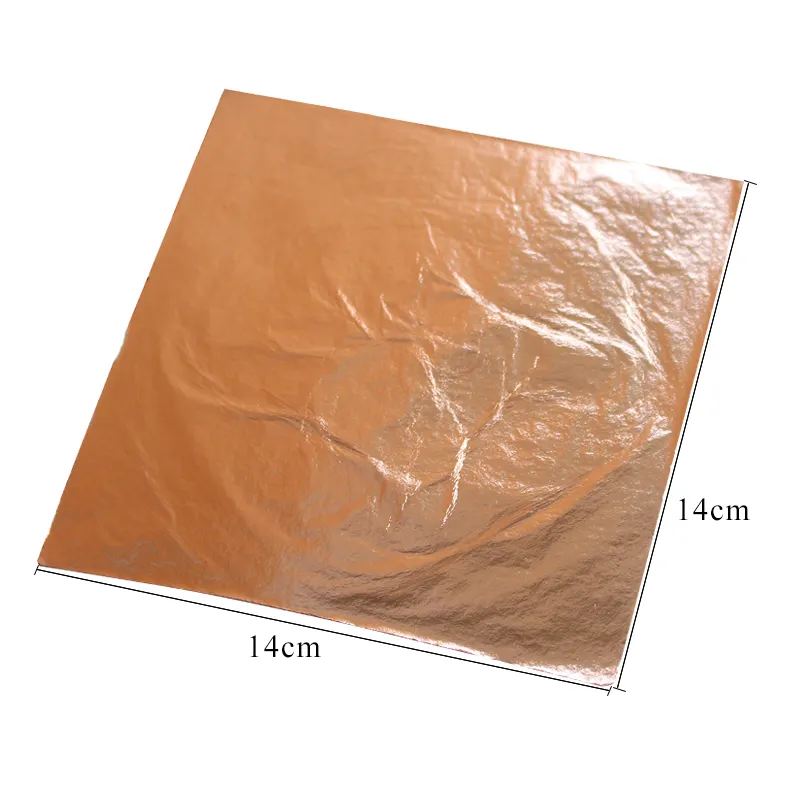 14X14cm 1000 Sheets/Pack Pure Copper Leaf Rose Bladgoud Folie Papier Voor Thuis Plafond Meubilair Muur Decorating Koper blad Papier