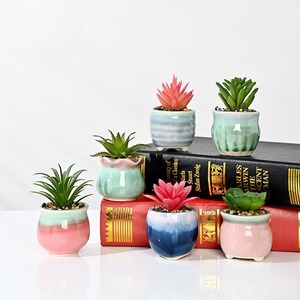 Vasi in Ceramica per <span class=keywords><strong>Piante</strong></span> <span class=keywords><strong>Grasse</strong></span> Artificiali, Mini Giardino Succulento da Scrivania per Casa, Ufficio e Matrimonio - Product Image 1