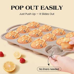 MUYULINS Factory 24-cup LFGB non-stick BPA Free metal reinforced frame mini silicone cupcake pan American <b>cake</b> <b>tin</b> baking mold - Product Image 4