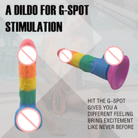 Sexbay - Dildo Grande de Goma Suave con Forma de Arcoíris para Mujer, con Ventosa, Anal, Realista, para Hombres y Lesbianas, Juguete Sexual para el Punto G