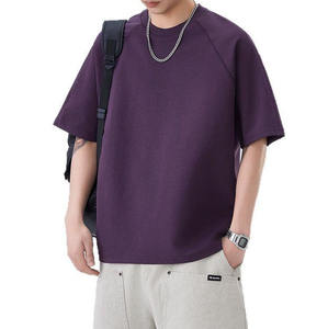 Vente en gros d'usine T-shirt à manches courtes de couleur unie 230gsm T-shirt à manches raglan uni vierge pour hommes - Product Image 5