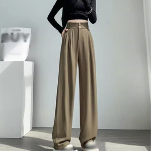 <span class=keywords><strong>Pantaloni</strong></span> lunghi da donna con <span class=keywords><strong>doppio</strong></span> <span class=keywords><strong>bottone</strong></span> formali con tasche alte a vita alta <span class=keywords><strong>pantaloni</strong></span> estivi da donna alla moda autunno - Product Image 4