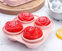 Plateau à glaçons en silicone Rose 3D Moule à crème glacée en silicone à 4 cavités pour la cuisine à domicile
