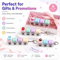 Porte-clés mécanique anti-stress en PVC OEM personnalisé, motif clavier, thème alimentaire/dessert, mini, mignon, pastel
