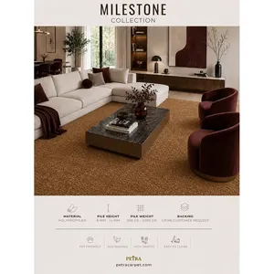 พรมปูพื้นโพลีโพรพิลีนสีเบจเข้ม Petra Milestone 3005 ความหนา 8-14 มม. เหมาะสำหรับสัตว์เลี้ยง ทนทานต่อการใช้งานหนัก สำหรับห้องนั่งเล่นและห้องนอน - Product Image 3
