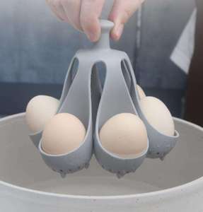 Lot de 4 supports en silicone pour cuiseur à œufs, avec 6 emplacements, ustensile de cuisine pour cuire les œufs avec poignée - Product Image 3