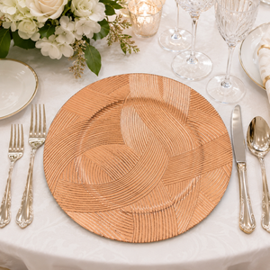 Assiettes de Présentation en Plastique Réutilisables de Luxe, Écologiques et Durables en PP, Motif Tressé Rétro 13 pouces, Personnalisables pour Mariages et Fêtes (Vente en Gros) - Product Image 1
