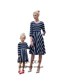 Mother And child Kids matching Cloths black stripe mother daughter dress