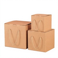 Boîte cadeau en papier ondulé Kraft, pliable, avec poignée, pour l'expédition en détail