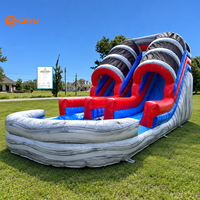 Ceyu Meilleure Vente Toboggan Aquatique Gonflable Commercial avec Piscine à Jets, Double Tunnel, Gris, Double Toboggan