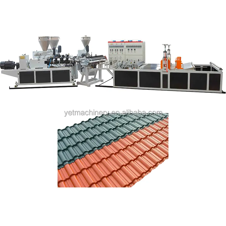 Máquina de fabricación de tejas de doble pared de PVC UPVC, máquina de láminas de techo corrugado de onda hueca de PVC, máquina de panel sándwich