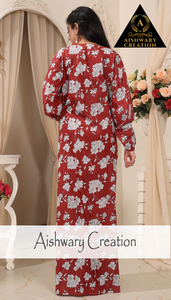 Vestido Largo Kaftan Estampado 100% Algodón Puro para Mujer, Ropa de Dormir Ligera y Transpirable, Ropa para el Hogar, Tallas Grandes, Venta al Por Mayor - Product Image 2