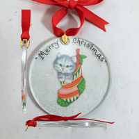 Runde Bedruckte Kristall-Weihnachtsdekoration Niedliche Katzen-Strumpf-Figur Cartoon Weihnachtsbaum Feiertagsdekoration