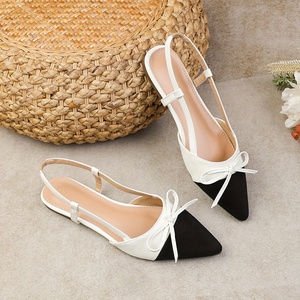 <span class=keywords><strong>Sandalias</strong></span> <span class=keywords><strong>Planas</strong></span> de Piel Sintética con Punta en Pico y Lazo para <span class=keywords><strong>Mujer</strong></span>, Elegantes Bailarinas con Tira Trasera y Diseño de Parches, Ideales para Fiestas - Product Image 6