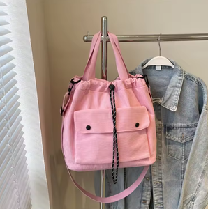 Women's canvas tote bag fashion style tote bag zipper opening polyester lining work commuting shopping bag - Product Image 2