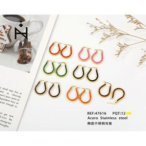 Orecchini Ovali in Acciaio Inossidabile Placcati Oro, Orecchini Pendenti alla Moda Unisex - Product Image 1