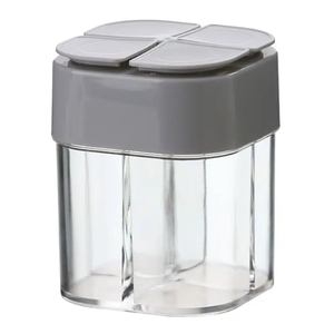 Dispensador de Especias Transparente 4 en 1 con Tapas, Contenedor de Condimentos de 4 Compartimentos, Contenedores para Cocina, Restaurante y Exteriores - Product Image 1