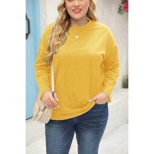 Chemisier ample à manches longues pour femme grande taille, col rond, coupe décontractée, en coton, tunique décontractée d'hiver - Product Image 3