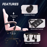 Fauteuil de jeu électrique ergonomique en métal moderne pour l'e-sport, avec éclairage LED RGB, massage, design polyvalent et repose-pieds extensible