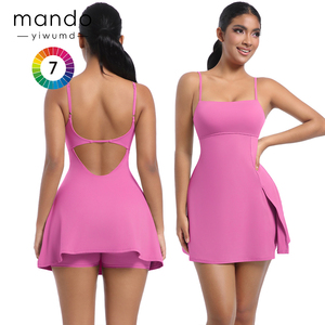 Vente en gros de haute qualité robe de tennis de gymnastique à col carré bretelles réglables robe de golf sexy à dos en V pour femmes - Product Image 2