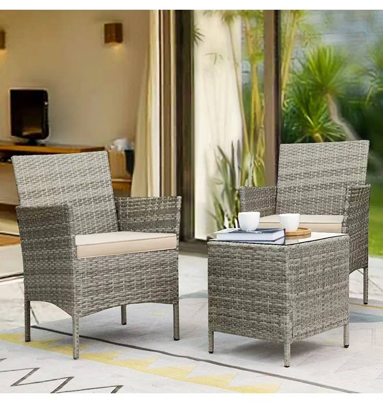 Mobili da ristorante in rattan personalizzati patio mobili da esterno in rattan di plastica sintetica mobili in rattan soggiorno