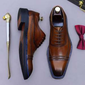 Último Modelo 2025, Zapatos Casuales de Moda para Hombre, Hechos a Mano con Cuero Genuino, Diseño Cuadrado, Otoñales, Impermeables y Antideslizantes - Product Image 4