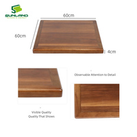 Plateau de table carré en bois massif de qualité supérieure avec bordure de sécurité, grain de noyer, pour café, hôtel, restaurant, comptoir intérieur