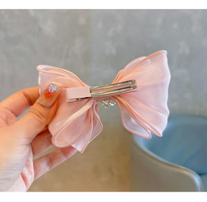 Заколка-бантик 3D «Корона принцессы» с бриллиантами, детская, из шифона, цветной, для девочек, синий, розовый, в стиле «Холодное сердце» Эльза, заколка-«уточка» - Product Image 6