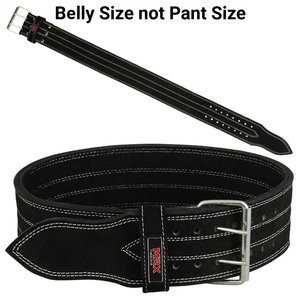 GLOVES City Best Quality Men's Double Prong Power <b>Belt</b> Cowhide Leather in Black with White Stitching Adjustable <b>for</b> Fitness - Product Image 6