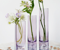 Vases transparents en cristal Art Déco pour centre de table de mariage, décoration intérieure, vases cylindriques de luxe