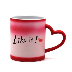 Tùy chỉnh ma thuật sứ long lanh màu thay đổi Mug với trái tim xử lý 11oz thăng hoa có thể in máy rửa chén & lò vi sóng an toàn - Product Image 3