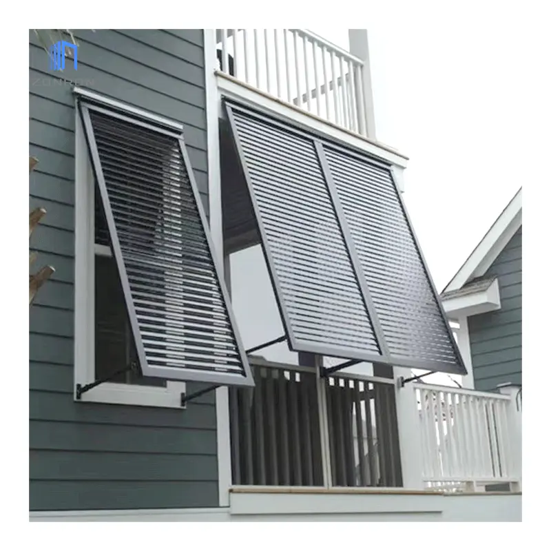 Zonron Powder Coating Aluminum Outdoor Shutter Louvers Plantation Shutters Rain Shutter Can Be Opened