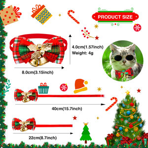 Entrega rápida Collar de perro gato de Navidad con campana Adornos de Navidad Collar de perro pequeño ajustable Accesorios Regalo de vacaciones - Product Image 3