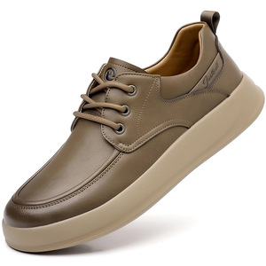 รองเท้าหนังลำลองผู้ชาย ส้นเตี้ย พื้นยาง ใส่สบาย สไตล์เดินเล่น ตกแต่งด้วยการเย็บสีดำ - Product Image 4