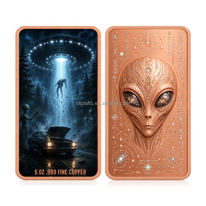 Barra in Rame Puro .999 da 5 oz, Serie <span class=keywords><strong>UFO</strong></span> Alieno, Lingotto Commemorativo con Rilievo UV Colorato per Collezione e Regalo - Product Image 4