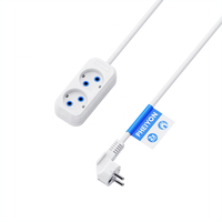 Multiprise Pheiyon 10A 230V à 2 prises, norme UE, IP20, en PP, câble de 1,5M/2M/3M pour la maison, le bureau et usage commercial