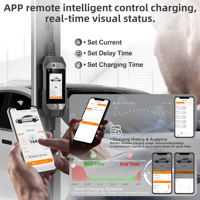 Cargador de CA Portátil Feyree de 11 kW Tipo 2, 16 A, 3 Fases, Cable de 5 m, Control Remoto por Aplicación, Estación de Carga Rápida para el Hogar con Actualización OTA