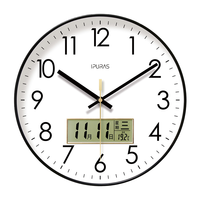Jam Dinding Kalender Quartz Klasik Desain Still Life Set Tiga Buah untuk Ruang Tamu Modern Plastik Digital Sweep Second