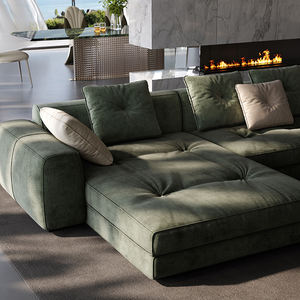 इतालवी डिजाइनर कपास और लिनन कोने सोफे बड़े फ्लैट मनोरंजन स्थल और घर के लिए लक्जरी न्यूनतम शैली - Product Image 4