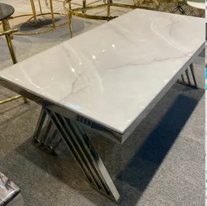 Modernes Restaurant quadratische Metall beine Couch tisch Wohn möbel Edelstahl Marmorplatte Couch tisch