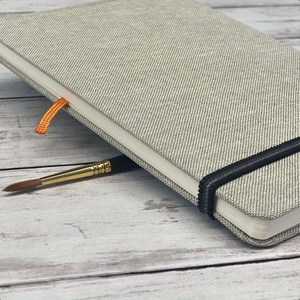 Cuaderno de lino natural de papel prensado en frío 200 GSM manual personalizado diario de acuarela paisaje grande - Product Image 4