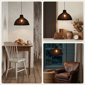 Lámpara <span class=keywords><strong>Colgante</strong></span> LED de Mimbre Tejido de Ratán, Altura Ajustable, Estilo Boho Chic, para Sala de Estar, Comedor, Cafetería, Restaurante, Popular - Product Image 2