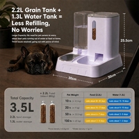 Fontaine à eau et distributeur automatique transfrontalier pour animaux de compagnie, grande capacité, conception 2-en-1, en plastique, pour chats et chiens