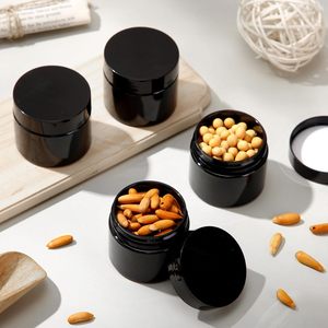 Bocaux ronds noirs en plastique personnalisés, contenants PET pour aliments, poudre protéinée, boîtes de voyage, bouteilles de rangement en plastique PET - Product Image 6