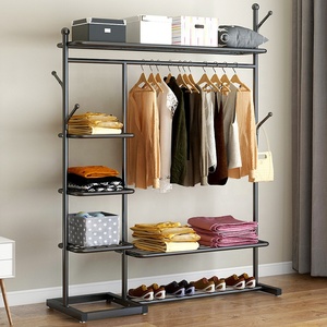 Mobile Tidy Vêtements Manteau Vêtement Suspendu Rail Rack De Stockage Stand <span class=keywords><strong>Roulettes</strong></span> <span class=keywords><strong>Sur</strong></span> Roues Avec Étagère À Chaussures Rack - Product Image 2