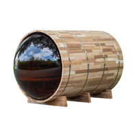 Sauna extérieur en cèdre rouge de style moderne, sec et humide, avec poêle à bois en option, sauna en forme de baril pour 2 personnes