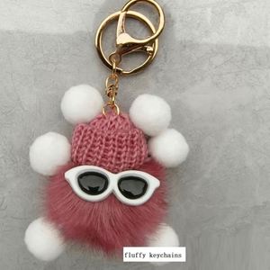 Porte-clés mignon en peluche porte-clés doux avec pompon porte-clés sac à dos pendentif décor <span class=keywords><strong>Kawaii</strong></span> boule <span class=keywords><strong>de</strong></span> fourrure poupée en peluche porte-clés - Product Image 6