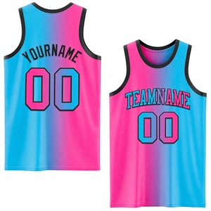 Camiseta de Baloncesto Personalizada con Degradado, Unisex, Sin Mangas, Malla Transpirable, Impresión Sublimada, Nombre del Equipo, Número, Adulto, Todas las Temporadas - Product Image 2