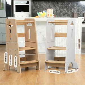 Tour d'apprentissage pour tout-petits à 3 niveaux réglables - Marchepied de cuisine stable pour enfants avec barre transversale de protection - Product Image 2