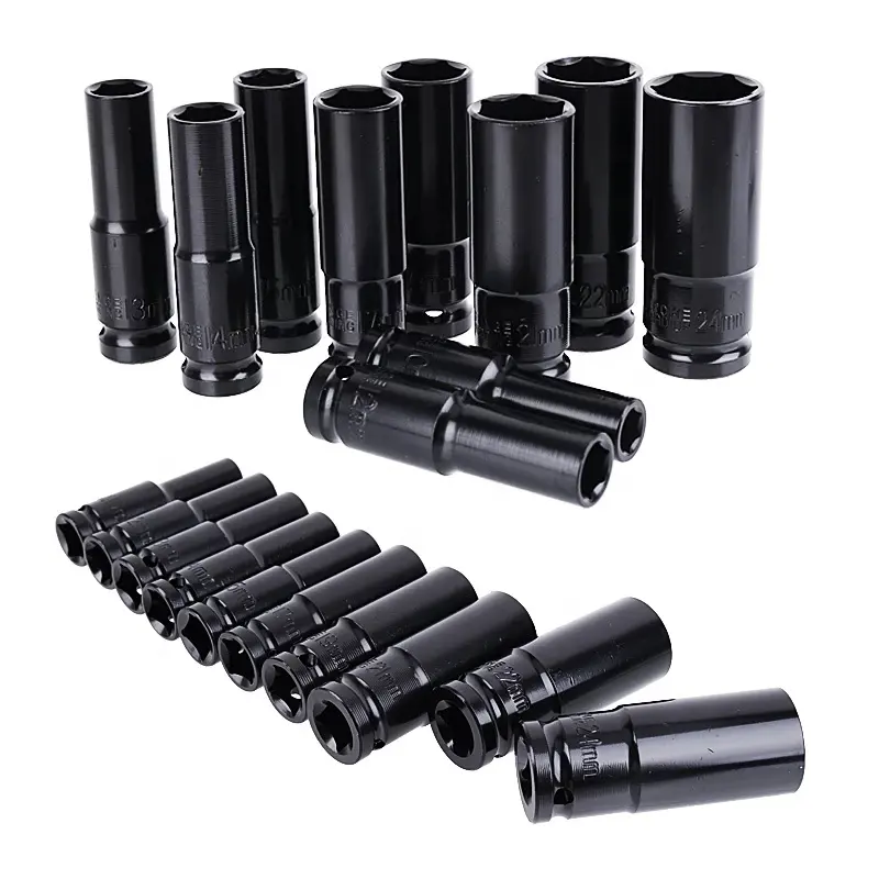 10pcs điện tác động cờ lê Hex ổ cắm đầu Kit Set 8-24mm 1/2 inch ổ đĩa sâu cờ lê ổ cắm Bộ